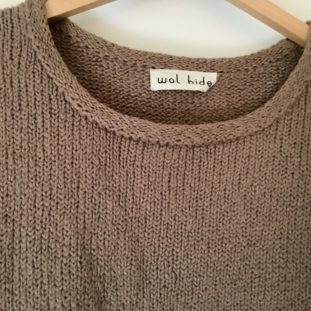 Wol Hide Loose Pullover Cotton Sweater in Mushroom - Picture 5 of 11
